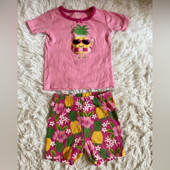 Gymboree Other - Gymboree Baby Toddler Girl 18-24M Embroidered Pineapple Pajama Set Tropical